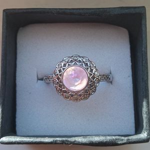 Beautifully Designed Rose Quartz Ring (Size 6)